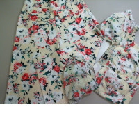 Women's set, trousers + short top, yellow with flowers Women's set, trousers + short top, yellow with flowers