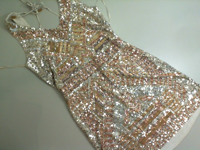 Evening dress, short, sequined, beige Evening dress, short, sequined, beige