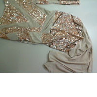 Evening dress, long, decorated with sequins, beige, copron Evening dress, long, decorated with sequins, beige, copron