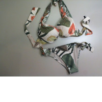 Bikini, with ties, beige-green Bikini, with ties, beige-green