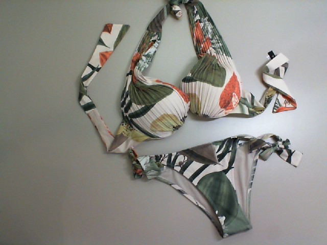Bikini, with ties, beige-green Bikini, with ties, beige-green