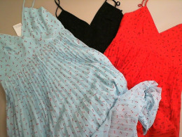 Set of 3 summer dresses, tulle, black, blue, red, size M