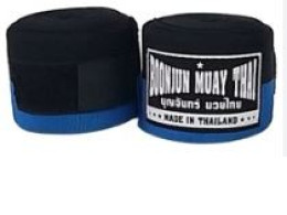 set fo Boonjun Muay Thai Elastic Cotton Handwraps blue (2pcs/set)