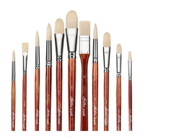 Golden Maple 11pcs Professional Bristle Oil Paint Brush Set Golden Maple 11pcs Professional Bristle Oil Paint Brush Set