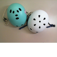 Set of 2 sports helmets, white+blue. not new