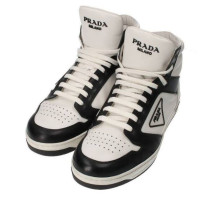  Prada District Leather Sneaker High White Black