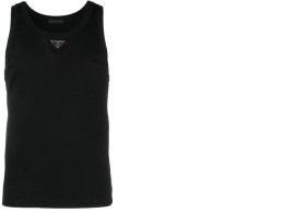 Prada Logo Plaque Tank Top in Black for Men 