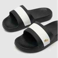 black and white Lacoste flip flop black and white Lacoste flip flop