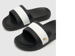 black and white Lacoste flip flop