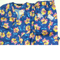 Pajamas (T-shirt+pants) blue with flowers