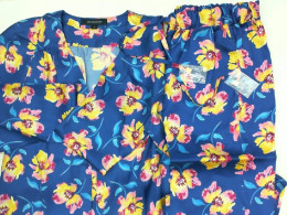 Pajamas (T-shirt+pants) blue with flowers