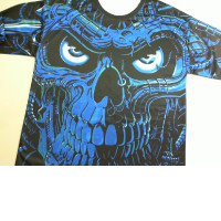 T-shirt blue skull size XL