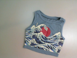 Women's short top, gray, with a sea pattern Women's short top, gray, with a sea pattern