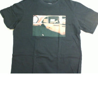 Black T-shirt with sticker Black T-shirt with sticker