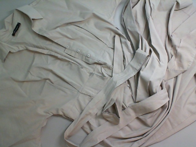 Long beige dress with buttons and belt Long beige dress with buttons and belt