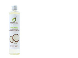 Tropicana cold-pressed virgin coconut oil, organic, size 100 ml.