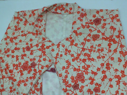 white coat with red floral pattern oversize