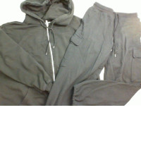 Sports suit, black, hoody with zipper + pants with pockets
