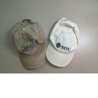 Set of 2 caps, beige and white