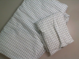 Coton bedding set, white with black check, sheet + 2 pillowcases Coton bedding set, white with black check, sheet + 2 pillowcases