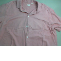 Button-down shirt, pink, short sleeve, denim
