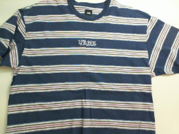 Warm men's T-shirt blue with stripes