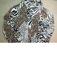 Long sleeve button down shirt, leopard, chiffon
