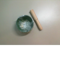 Iron bowl with mortar