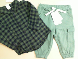 Set for a child 0.6-0.8 months, green shirt + pants with pockets