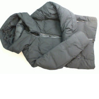 Black down jacket with hood, synthetic padding Black down jacket with hood, synthetic padding