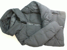 Black down jacket with hood, synthetic padding Black down jacket with hood, synthetic padding