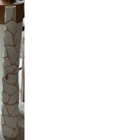 Souvenir wooden vase, decorative element brown/white