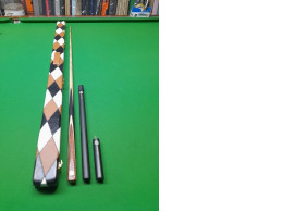 Set for playing billiards: cue, 2 tips for increasing the cue, case color brown-black-white Set for playing billiards: cue, 2 tips for increasing the cue, case color brown-black-white