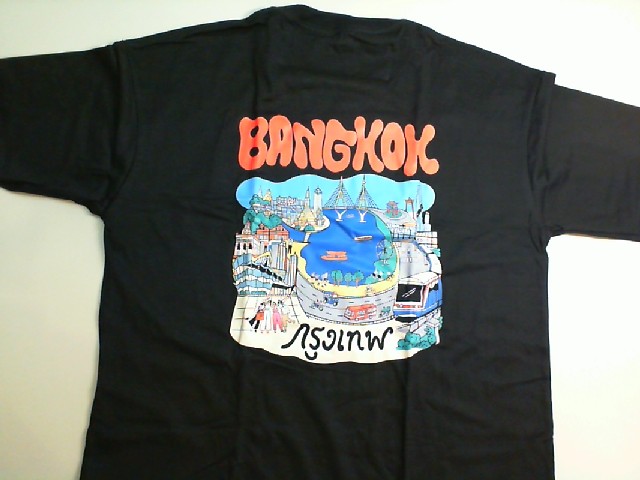 Black T-shirt with Bangkok pattern Black T-shirt with Bangkok pattern