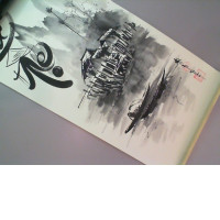 Black and white painting Vietnam, souvenir