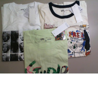 Set of 3 UniQlo colored T-shirts, with a pattern, Size XXL