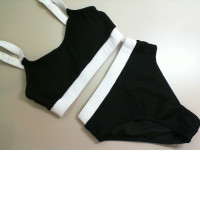 Two-piece swimsuit, black and white Two-piece swimsuit, black and white