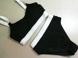 Two-piece swimsuit, black and white Two-piece swimsuit, black and white