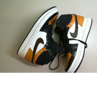 High-top sneakers, men's white-brown