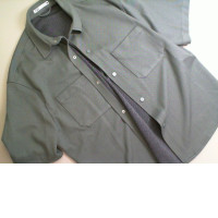 Men's jacket with studs, green, short sleeves