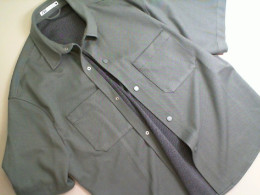 Men's jacket with studs, green, short sleeves