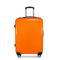 Orange suitcase on wheels 53/35/22 Orange suitcase on wheels 53/35/22