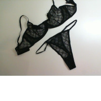 Lingerie set, black, bra+thong