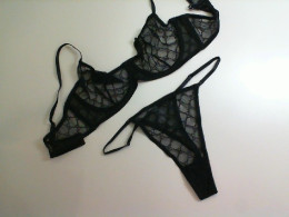 Lingerie set, black, bra+thong