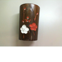 Wooden mug with flowers