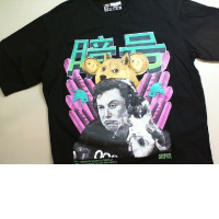 Black T-shirt with sticker