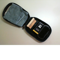 Shoe care set, 2 brushes+cream+rag