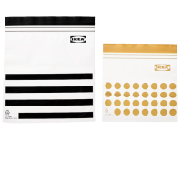 Set of IKEA ISTAD Ystad Ziplock food bag, patterned/black yellow, 1/0.4 liter