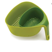  Joseph Joseph Nest Colanders Stackable Set with Easy-Pour Corners and Vertical Handle, 2-piece, Green