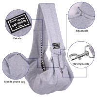 SESAVER Pet Sling Carrier for Small Medium Dog Cats Hands Free Doggie Carrying Shoulder Bag Travel Dog Sling Bag Pet Papoose Bag